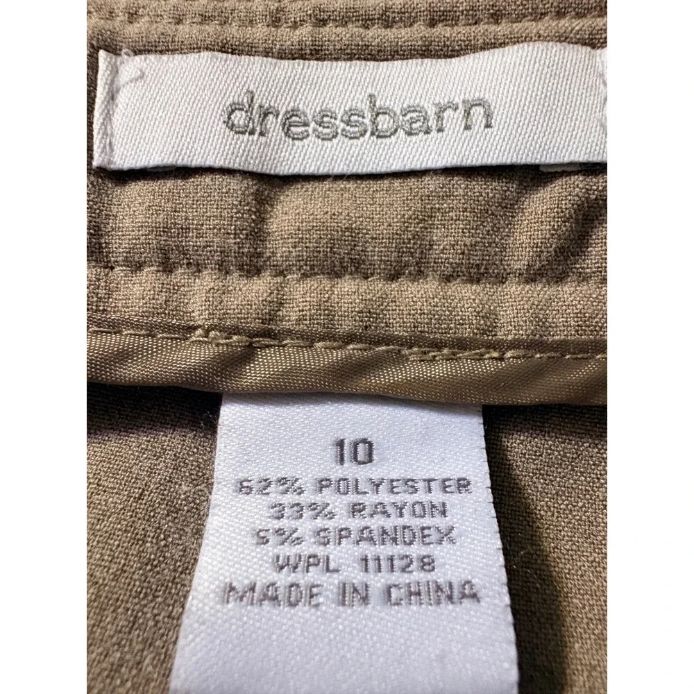 Dressbarn Womens Taupe Tan Mermaid Midi Skirt Size 10 Stretch Panel Flare 22075